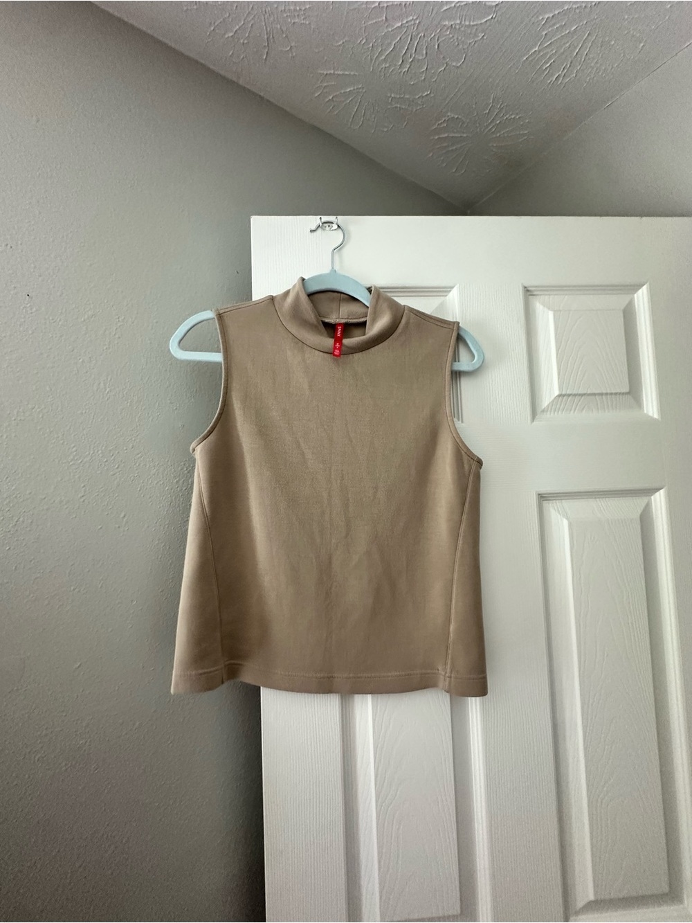 SPANX Mock Neck Sleeveless Top Taupe Tan Size S